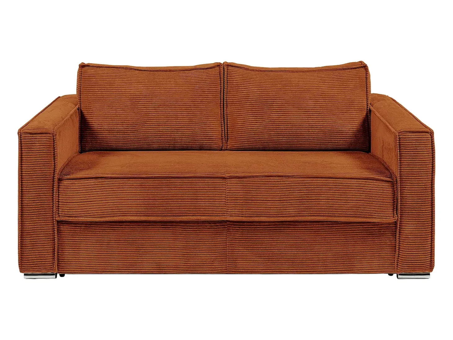 Sofá cama de 4 plazas exprés terciopelo acanalado terracota lamas anchas - 22 cm LORETO
