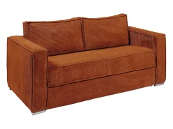 Sofá cama de 4 plazas exprés terciopelo acanalado terracota lamas anchas - 22 cm LORETO