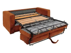 Sofá cama de 4 plazas exprés terciopelo acanalado terracota lamas anchas - 22 cm LORETO