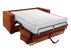 Sofá cama de 4 plazas exprés terciopelo acanalado terracota lamas anchas - 22 cm LORETO