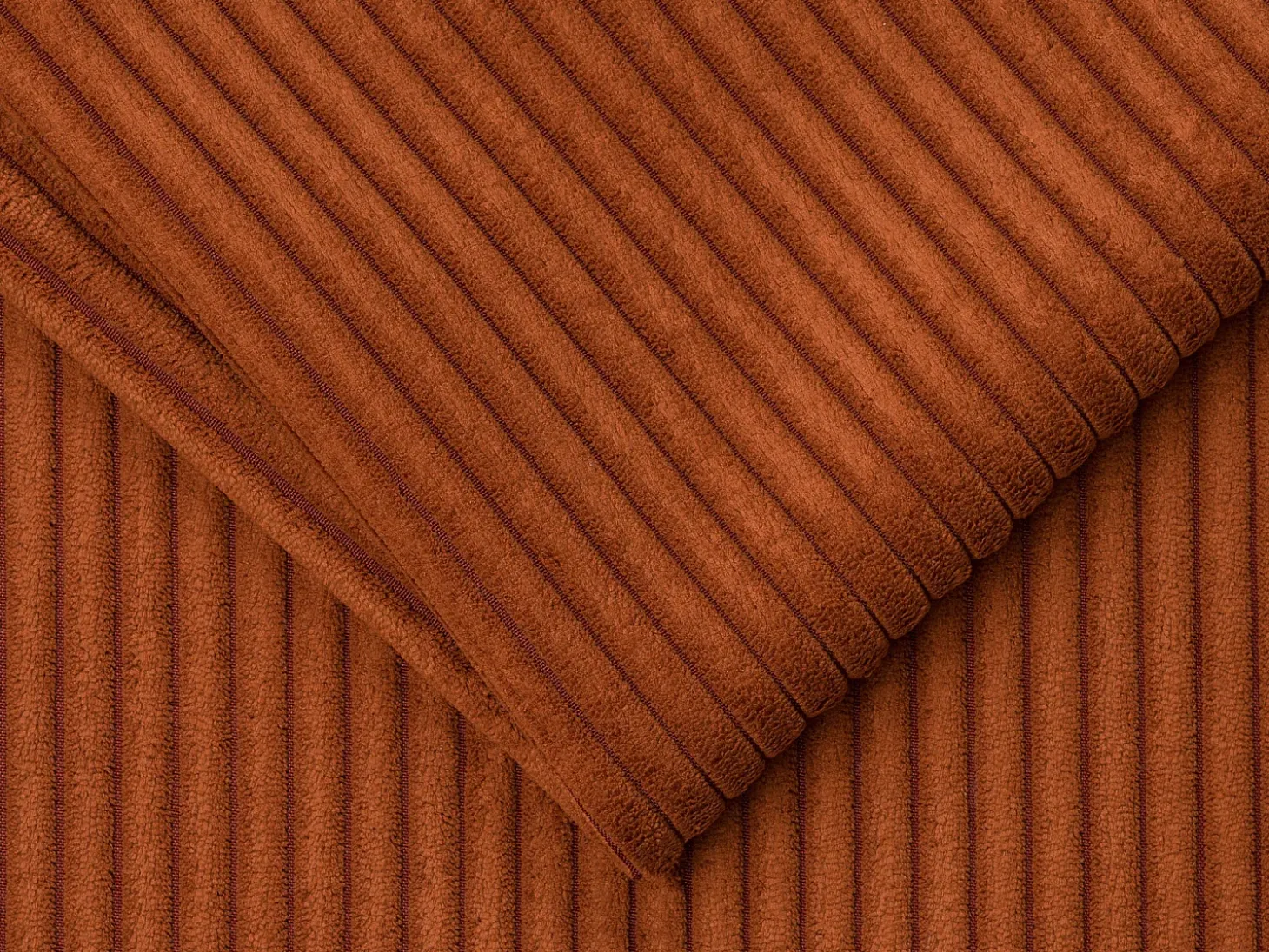 Sofá cama de 4 plazas exprés terciopelo acanalado terracota lamas anchas - 22 cm LORETO
