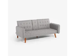 Sofá cama de 2 plazas reclinable con reposabrazos y portavasos Ember - Gris