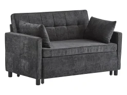 Sofá cama de 2 plazas, sofá cama plegable en tejido chenilla - 142 x 79/174 x 85 cm - con función sueño y respaldo regulable - Negro