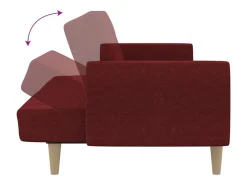 Sofá cama de 2 plazas tela rojo tinto