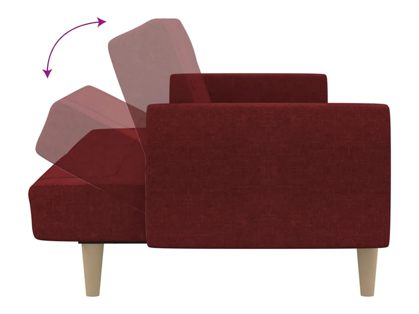 Sofá cama de 2 plazas tela rojo tinto