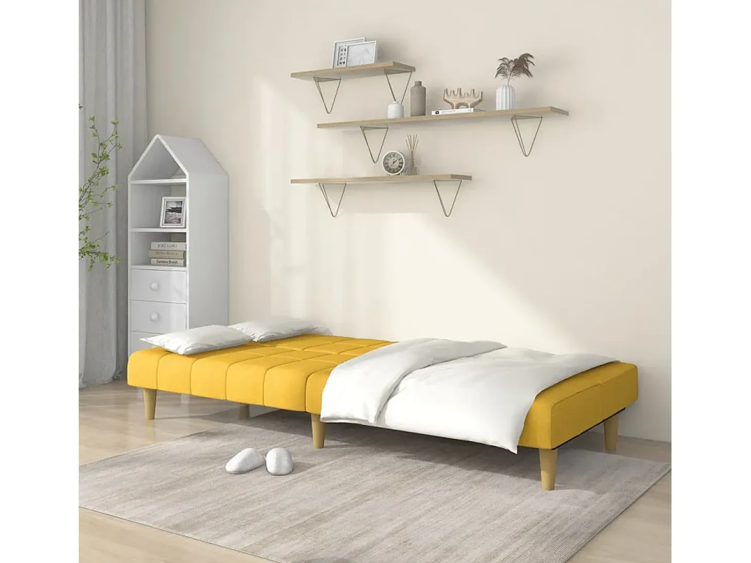 Sofá cama de 2 plazas tela amarillo