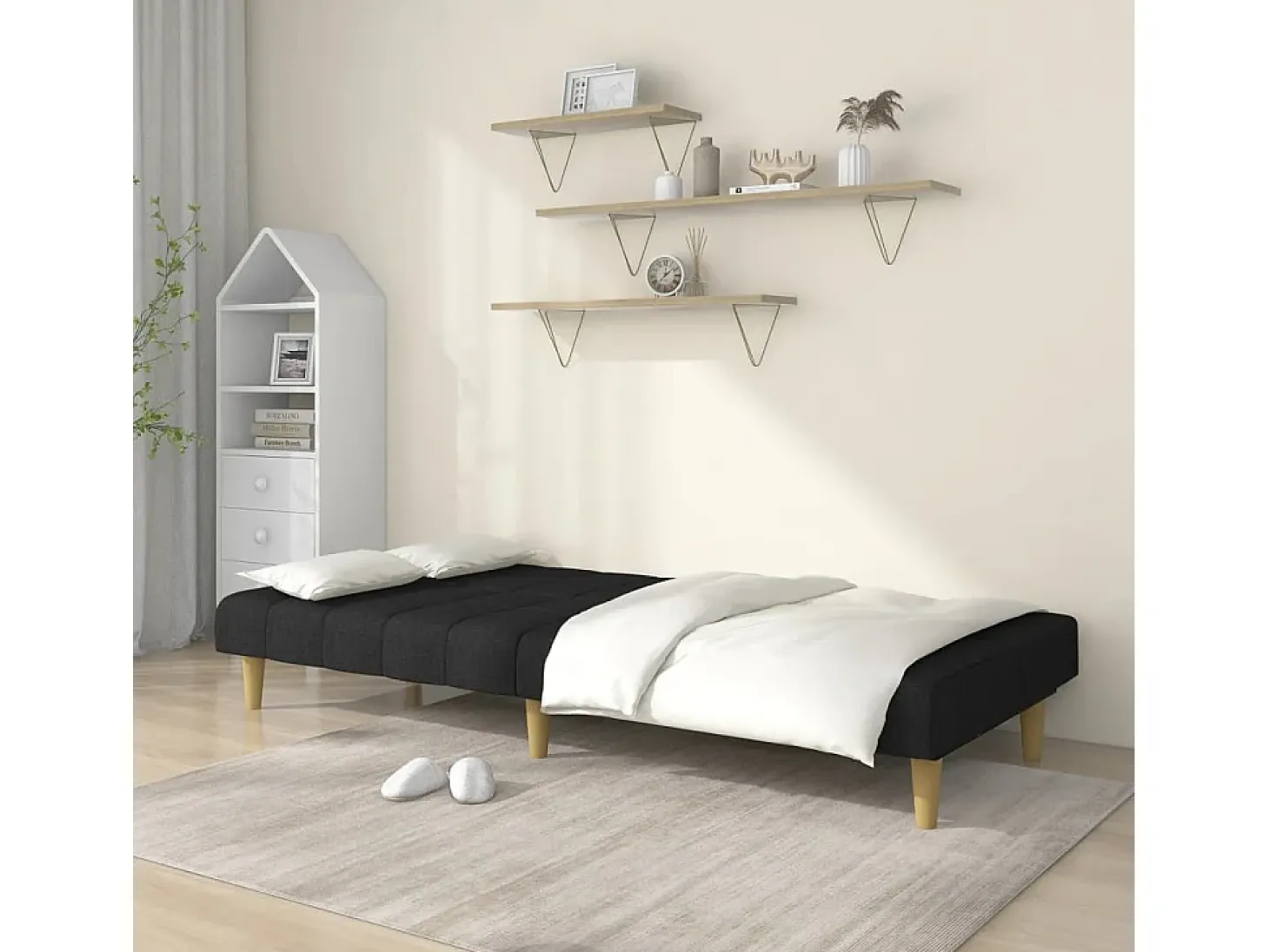 Sofá cama de 2 plazas tela negro