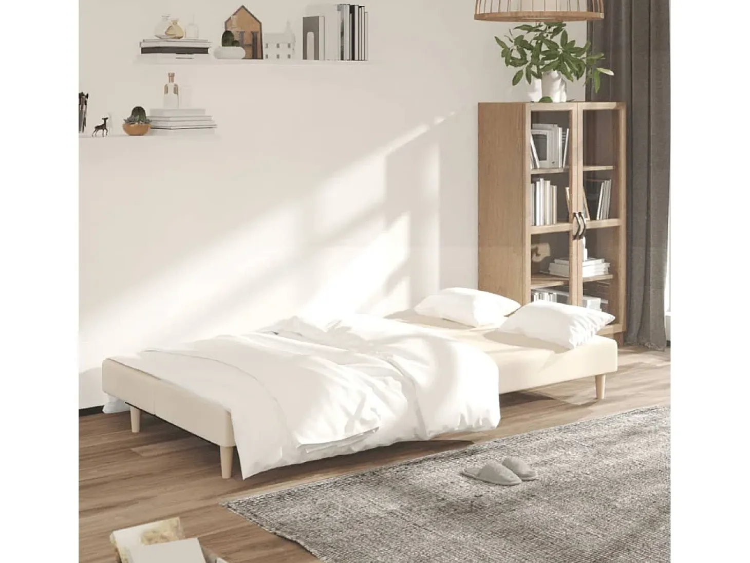 Sofá cama de 2 plazas tela color crema
