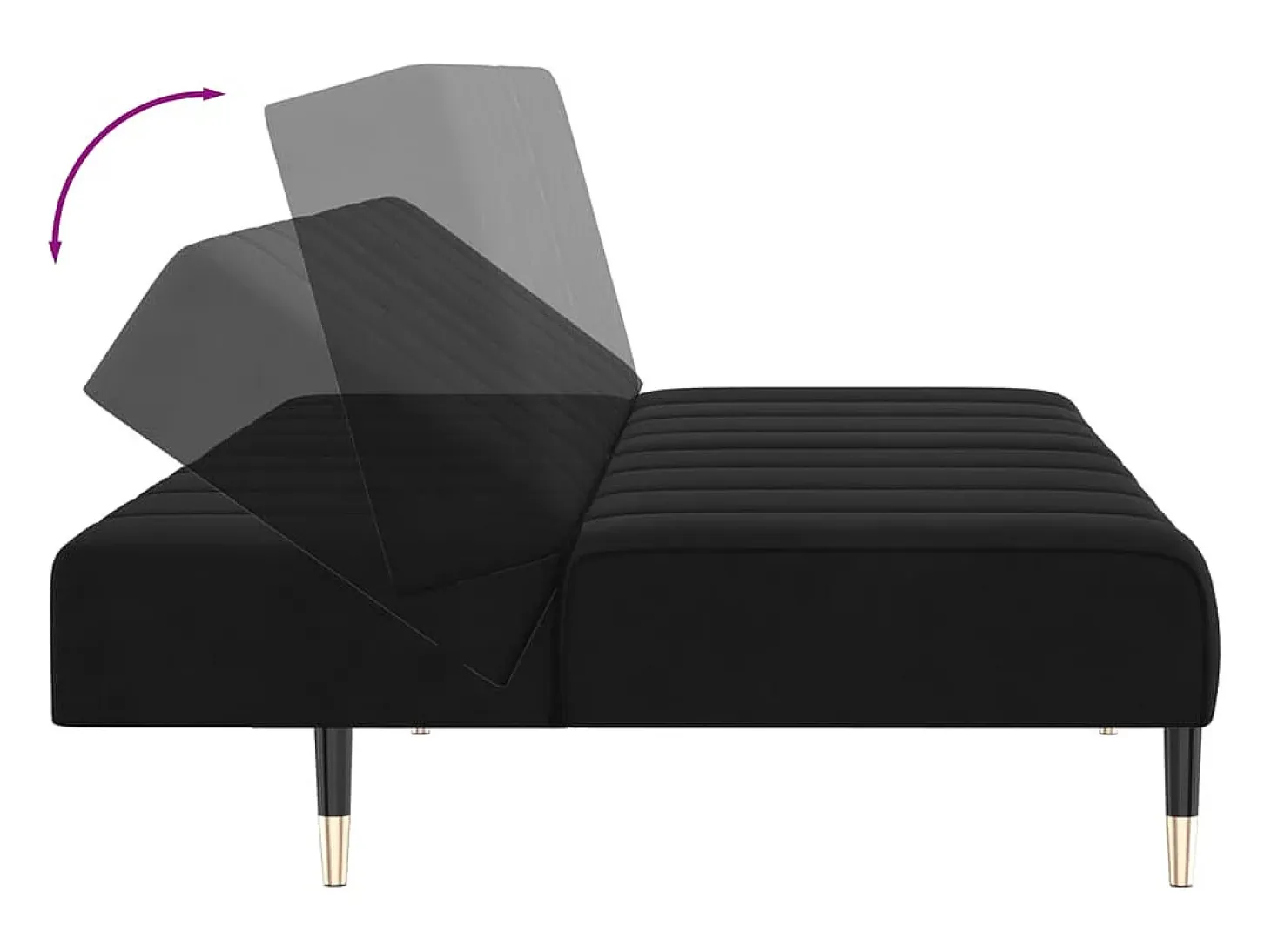 Sofá cama de 2 plazas terciopelo negro