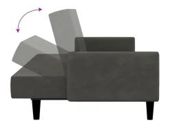 Sofá cama de 2 plazas terciopelo gris oscuro