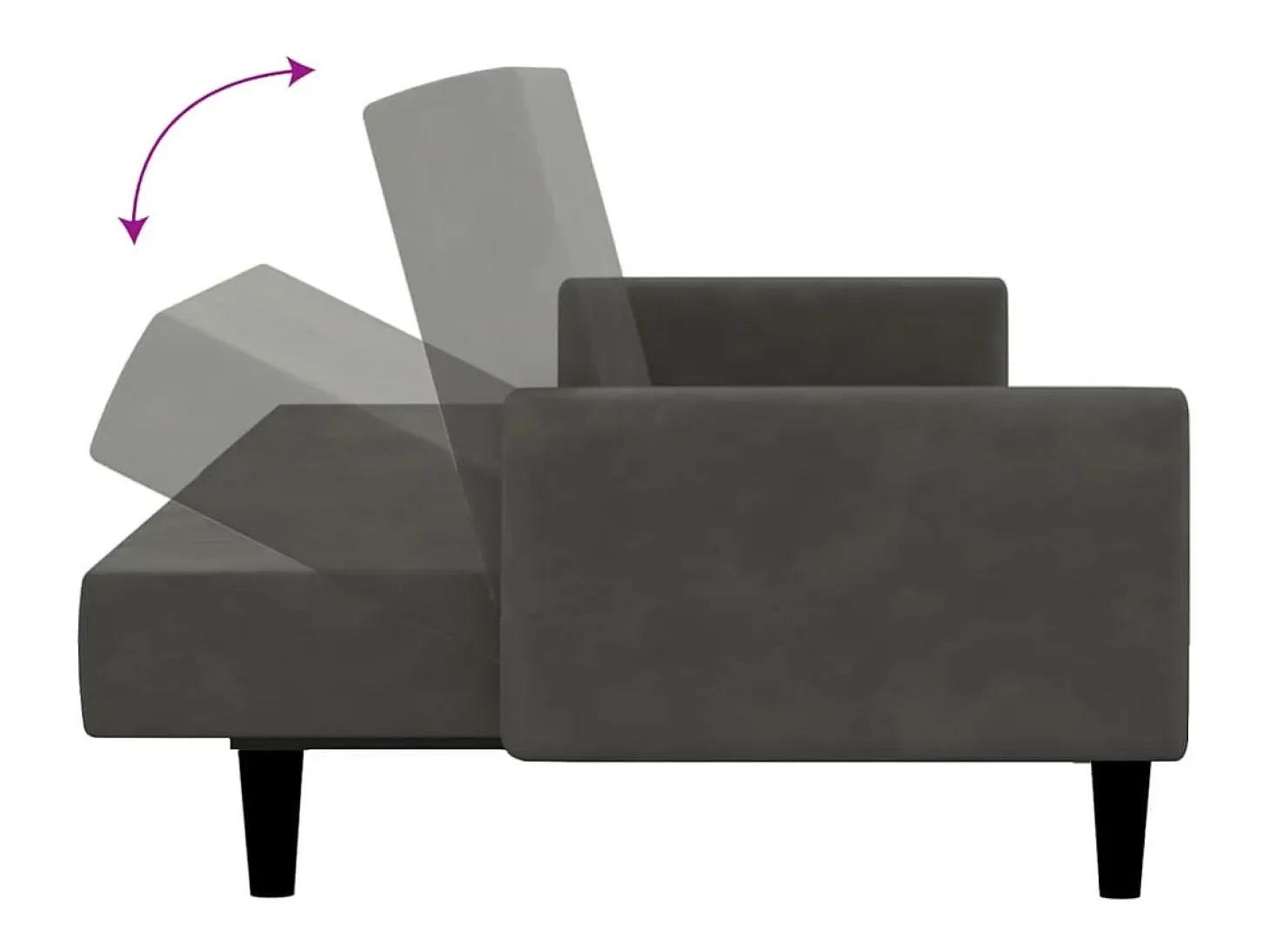 Sofá cama de 2 plazas terciopelo gris oscuro