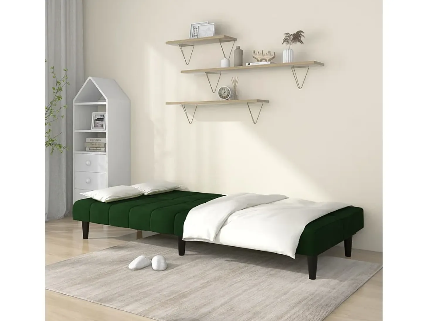 Sofá cama de 2 plazas terciopelo verde oscuro
