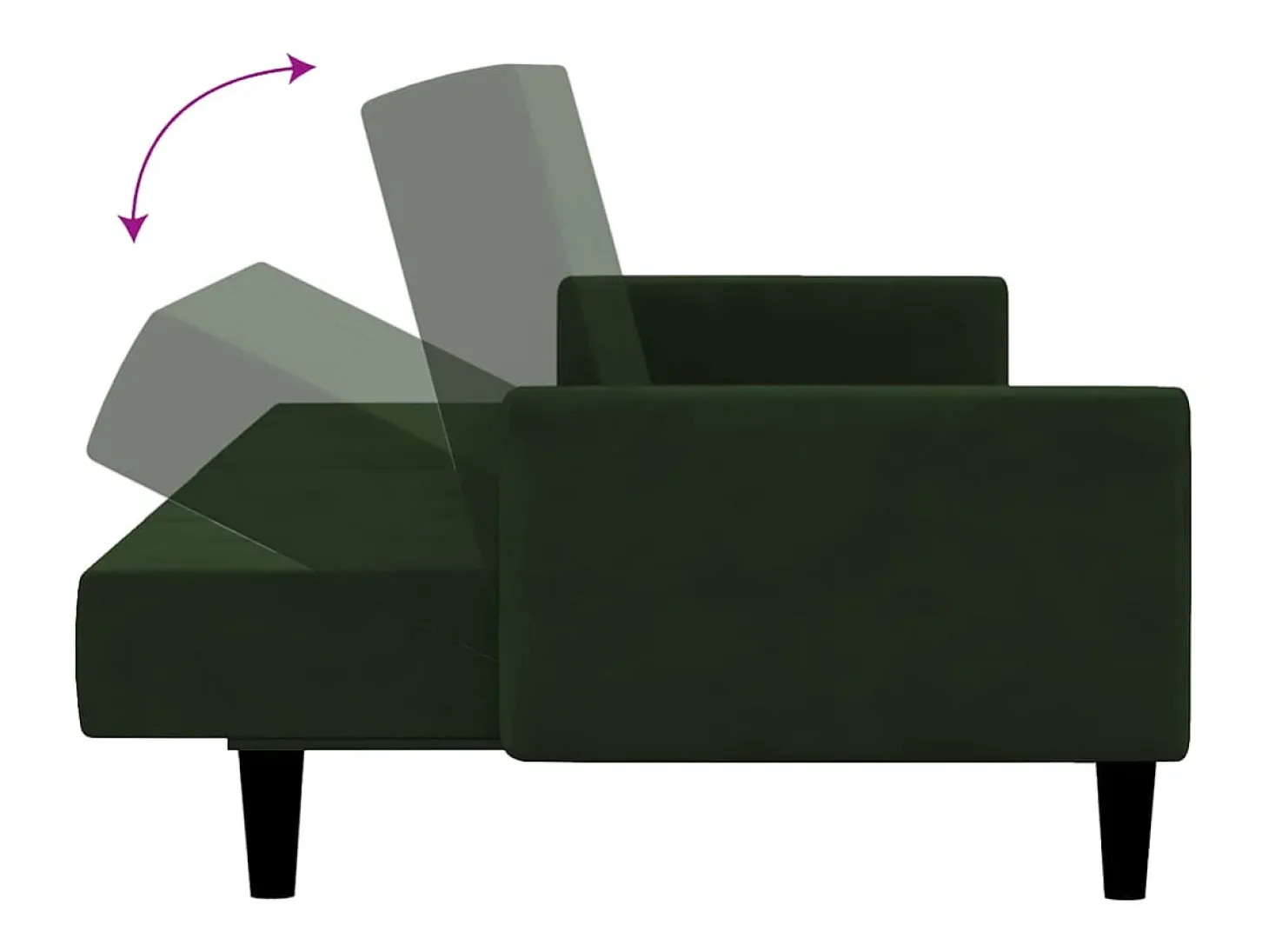 Sofá cama de 2 plazas terciopelo verde oscuro