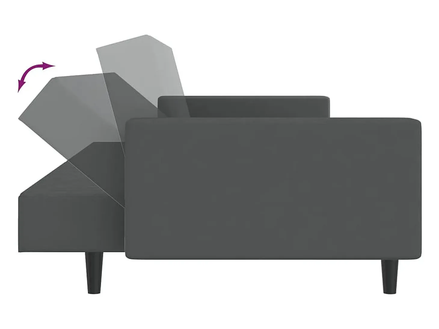 Sofá cama de 2 plazas terciopelo gris oscuro