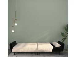 Sofá cama de 2 plazas terciopelo negro PWFG88539