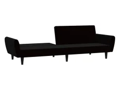 Sofá cama de 2 plazas terciopelo negro PWFG88539