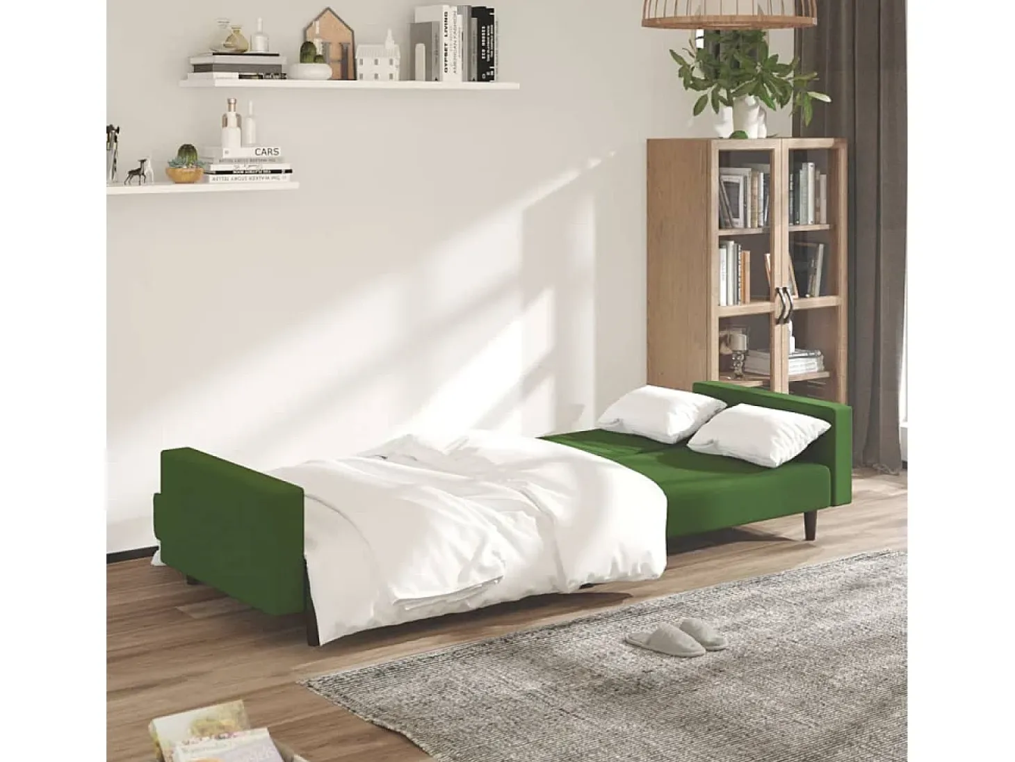 Sofá cama de 2 plazas terciopelo verde oscuro