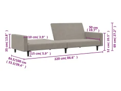 Sofá cama de 2 plazas terciopelo gris claro