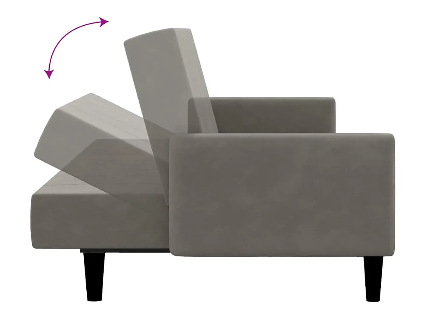 Sofá cama de 2 plazas terciopelo gris claro