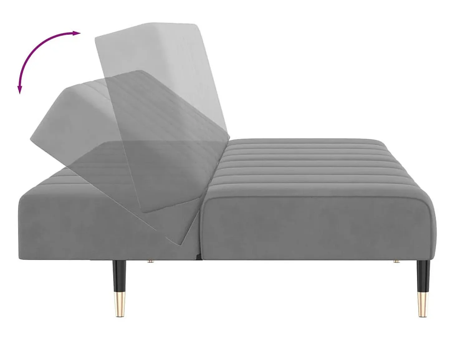 Sofá cama de 2 plazas terciopelo gris claro