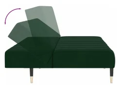 Sofá cama de 2 plazas terciopelo verde oscuro
