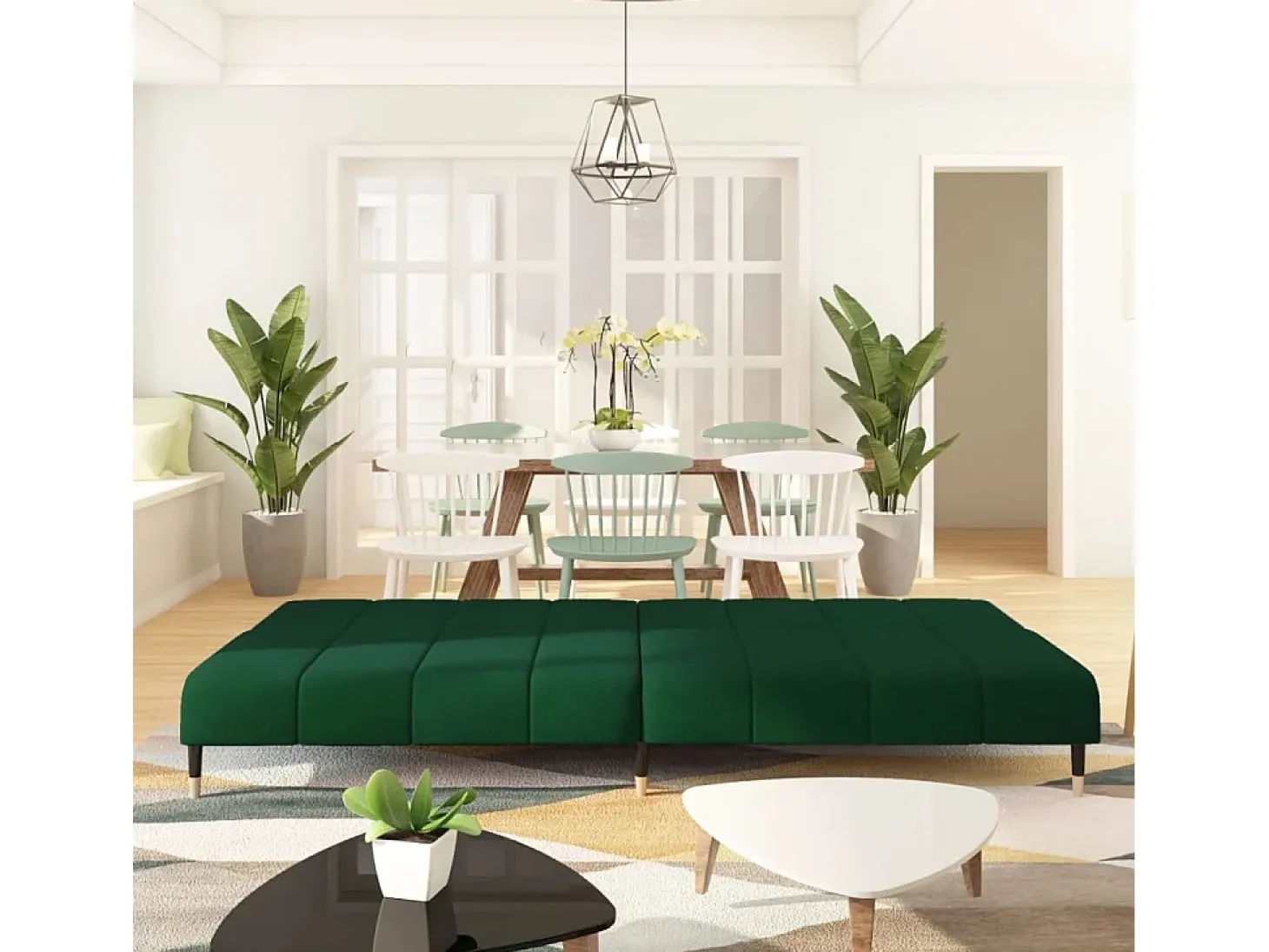 Sofá cama de 2 plazas terciopelo verde oscuro