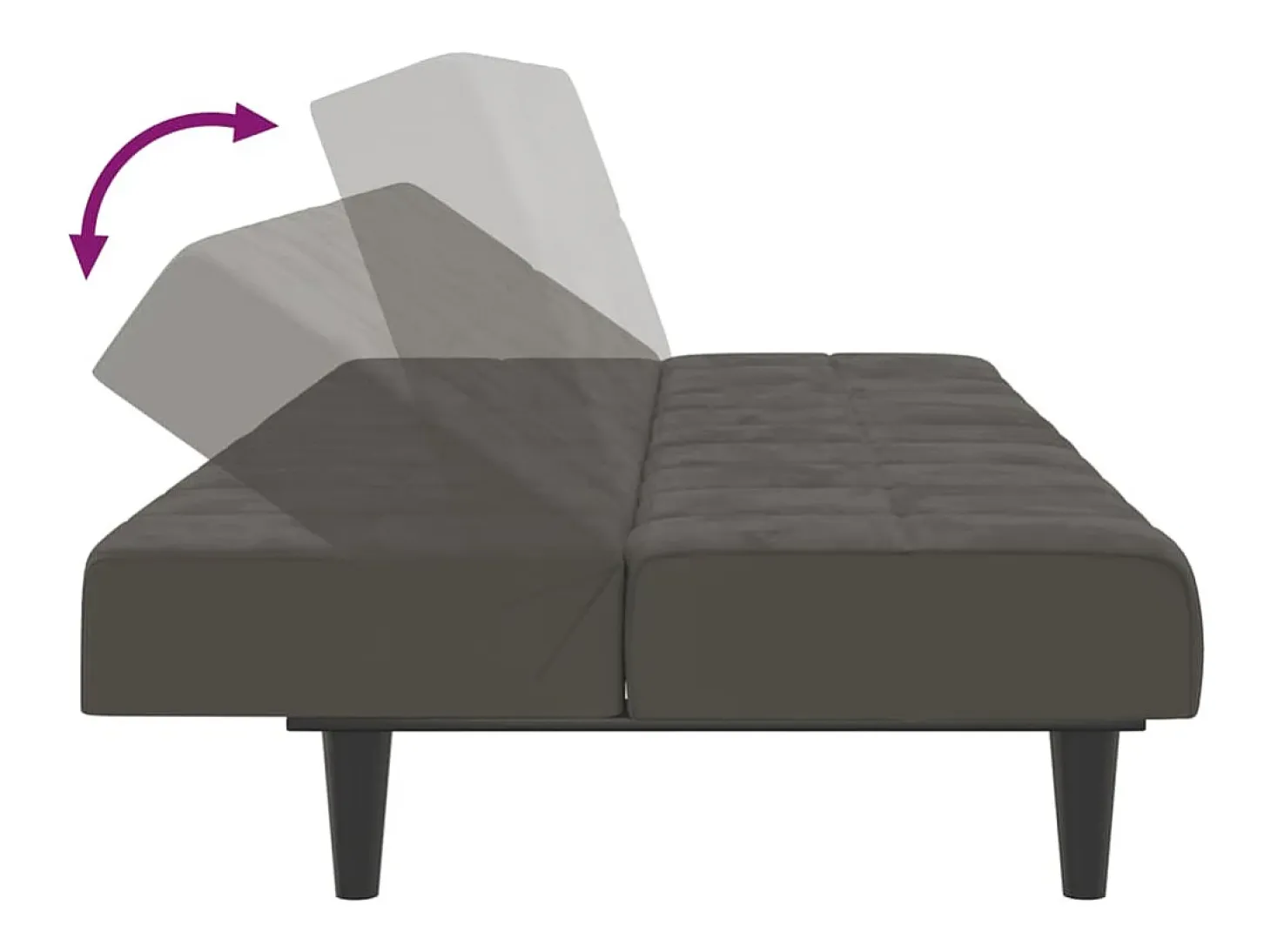 Sofá cama de 2 plazas terciopelo gris oscuro