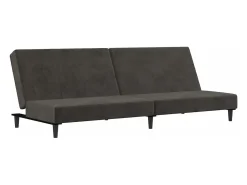 Sofá cama de 2 plazas terciopelo gris oscuro