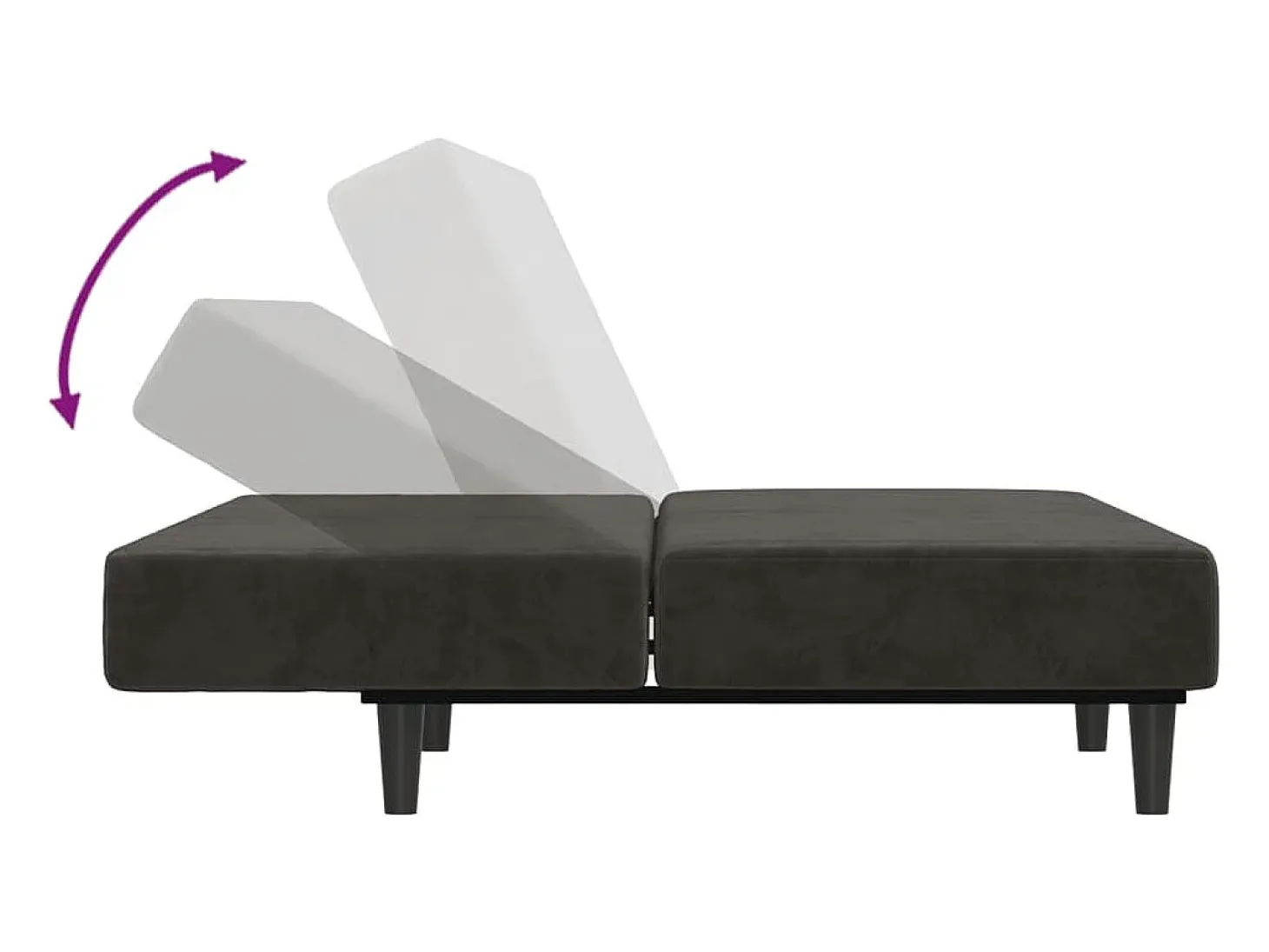 Sofá cama de 2 plazas terciopelo gris oscuro