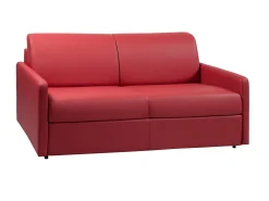 Sofá cama de 3 plazas tipo italiano de piel sintética rojo - Colchón de espuma 18 cm - CALIFE
