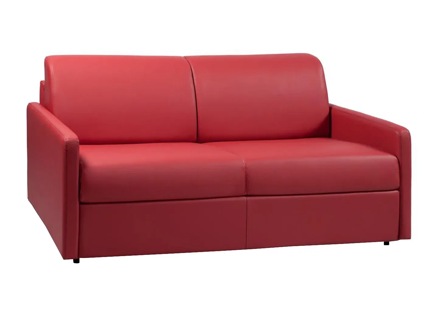 Sofá cama de 3 plazas tipo italiano de piel sintética rojo - Colchón de espuma 18 cm - CALIFE