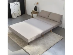 Sofá cama de con patas de madera, 2 plazas beige