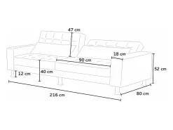 Sofá cama de matrimonio 2-3 plazas con respaldo reclinable y cojines Quarzo Pronto Letto - Rojo