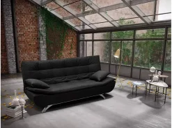 Sofá cama de microfibra de 2 plazas de diseño moderno Centenario - Negro