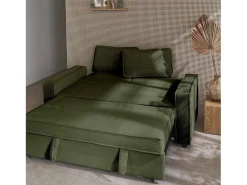 Sofá cama de pana de 3 plazas kaki oscuro
