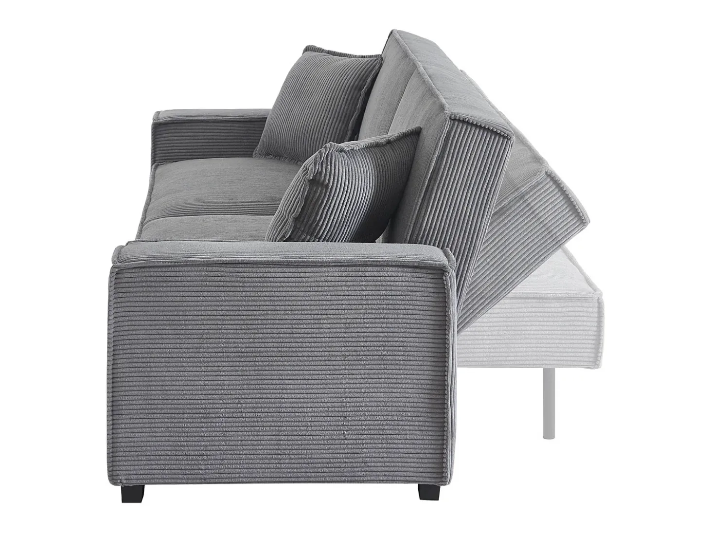 Sofá cama de pana de 3 plazas gris claro