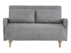 Sofá cama de pana de 2 plazas con patas de madera gris claro