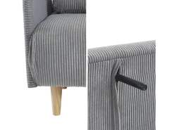 Sofá cama de pana de 2 plazas con patas de madera gris claro