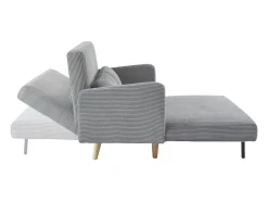 Sofá cama de pana de 2 plazas con patas de madera gris claro