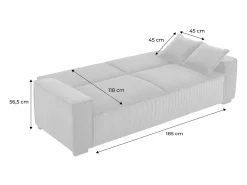 Sofá cama de pana de 3 plazas gris oscuro