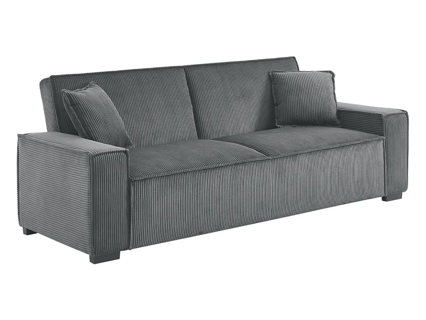 Sofá cama de pana de 3 plazas gris oscuro