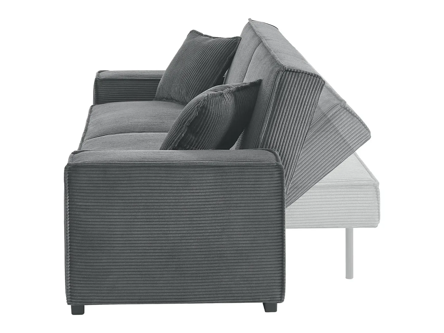 Sofá cama de pana de 3 plazas gris oscuro