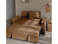 Sofá cama de pana de 3 plazas óxido