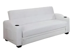Sofá cama de piel sintética en color blanco MIRELLA
