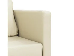 Sofá cama de suelo 2 en 1 cuero sintético crema 112x174x55 cm