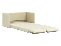 Sofá cama de suelo 2 en 1 cuero sintético crema 112x174x55 cm