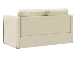 Sofá cama de suelo 2 en 1 cuero sintético crema 112x174x55 cm