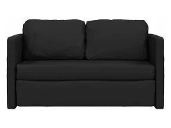 Sofá cama de suelo 2 en 1 cuero sintético negro 112x174x55 cm
