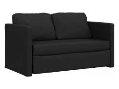 Sofá cama de suelo 2 en 1 cuero sintético negro 112x174x55 cm