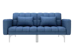 Sofá cama de tela azul
